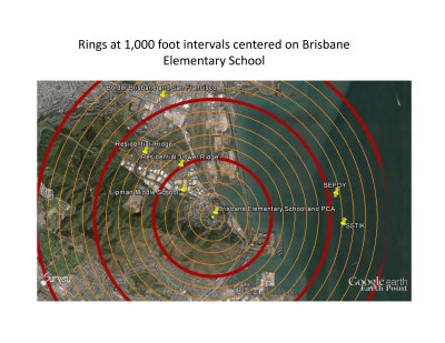 How far away is 2,000 feet from Brisbane Elementary School?