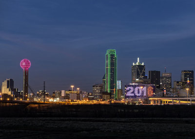 Dallas Skyline - Night New Years Eve