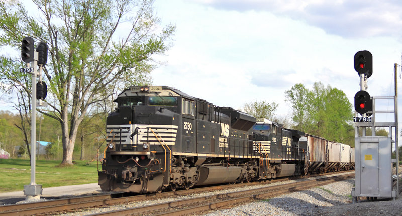 Northbound 174 sits at Greenwood after the crew expired..12 hours from Chattanooga to here. 