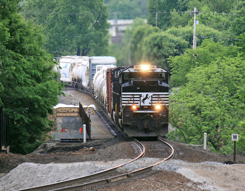 NS 173 crosses the bridge over Pittman Creek.  A new center pier and abutments have been poured at this point  05/18/13