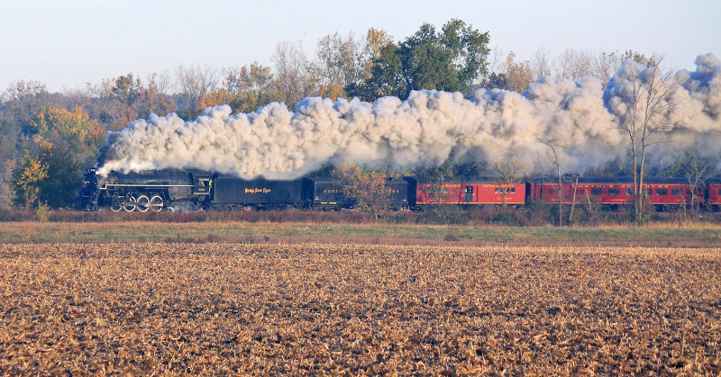 The sun has finally broke over the horizon as the 765 sprints through Roanoke 