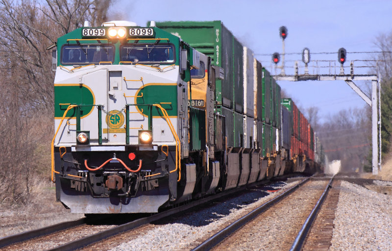 Southern 8099 leads NS 215 South at Adams, Ky on the 1st District of the CNO&TP 