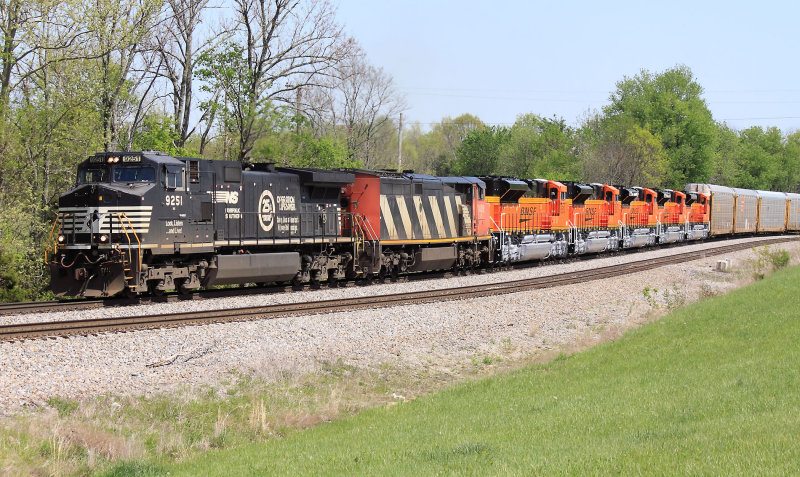 NS 289 at Waddy with a CN Cowl unit and new BNSF SD70Aces
