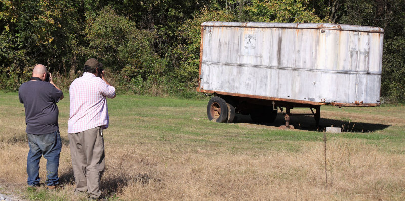 Larry & Michael distracted by an old trailer at Lafayette, Ga 