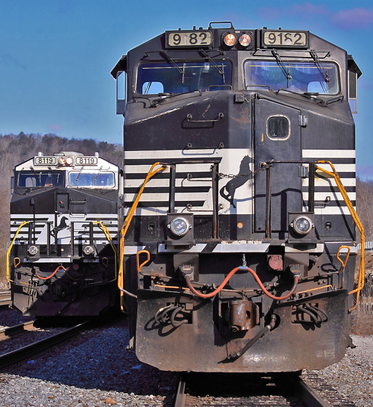A pair of Southbounds wait for crews in the yard at General 