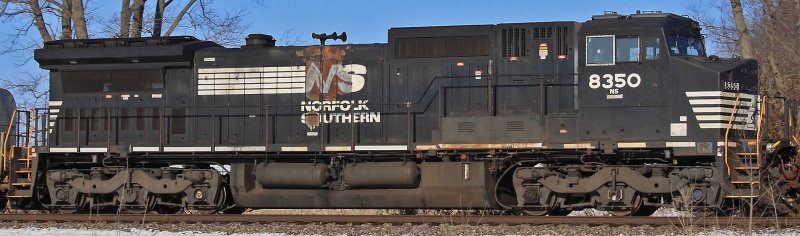 A Crispy Critter NS 8350 on train 111 at Talmage 