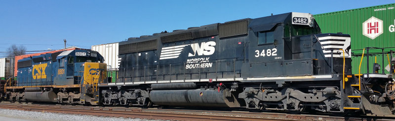 A study in NS & CSX SD40-2s on train 117 at Danville 