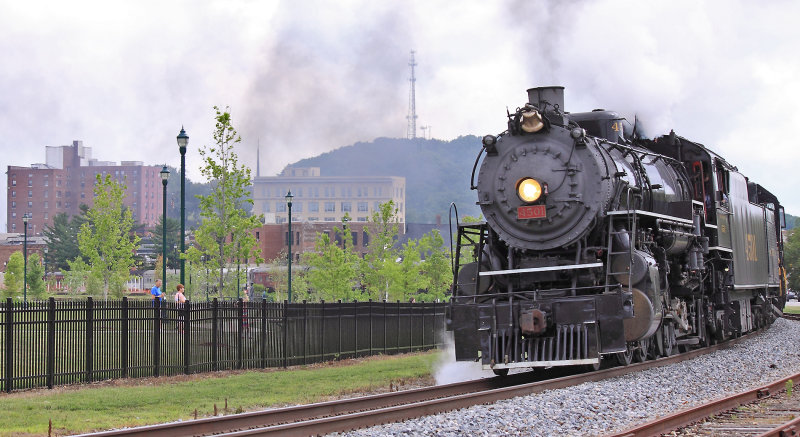 Departing Johnson City Westbound after a stop to pick up passengers 
