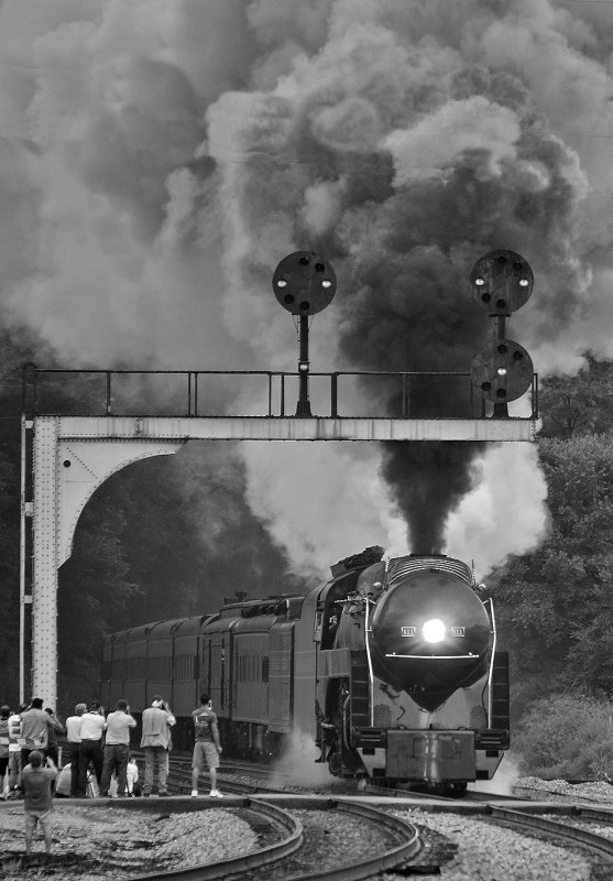 N&W 611 blasts under the CPLs at Webster, starting her Attack on the Blue Ridge Grade 