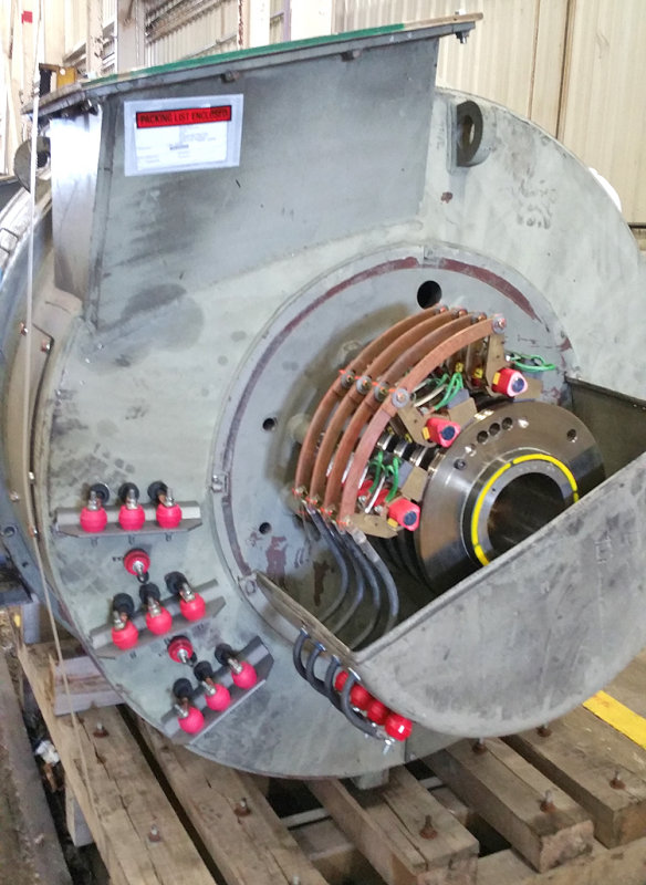 A new  Main  Gen / Aux set for a GE waits to be installed 