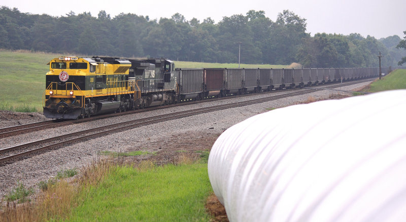 VGN 1069 is running on home rails as she brings a empty hopper train through Goodview 