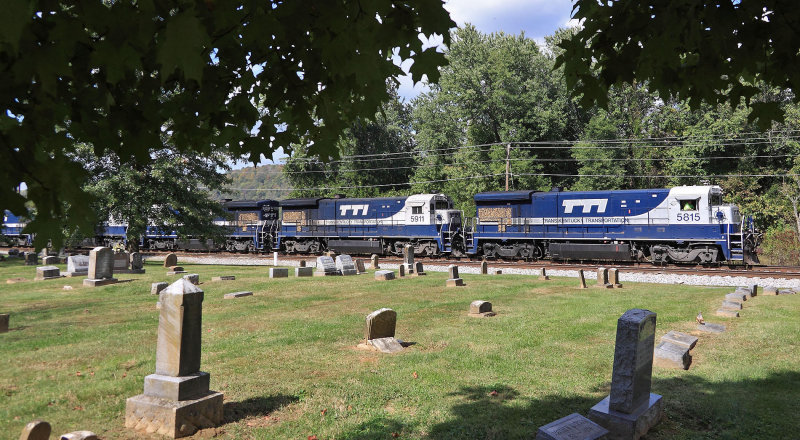 Passing the Maysville Catholic Cemetery on the C&O main 