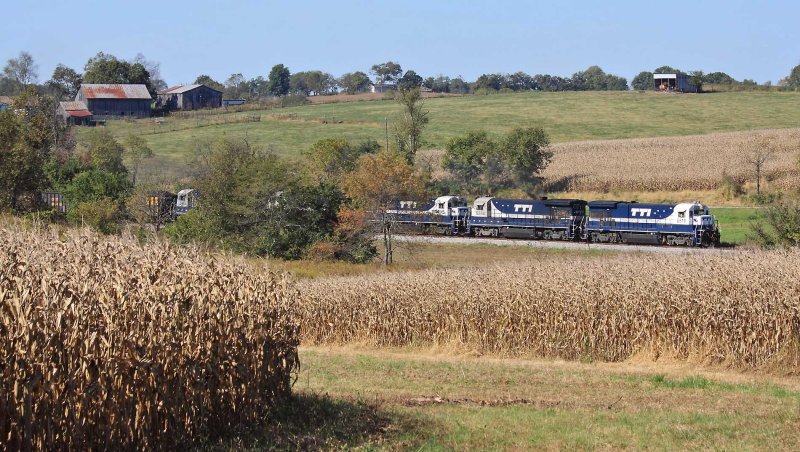 The brown corn of Fall and Blue & White GEs near Clarks Station 