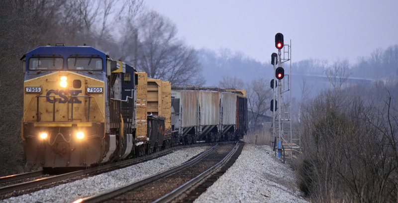 CSX J767 (The Worthville Turn) takes the siding at North Glencoe 