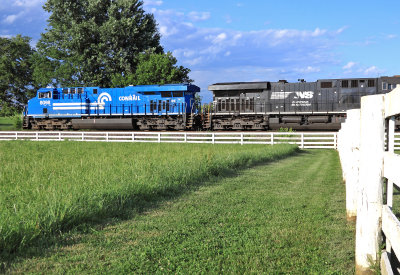 The grass is always greener on the other side of the fence...CR 8098, DPU on train 792 at Vanarsdale KY 