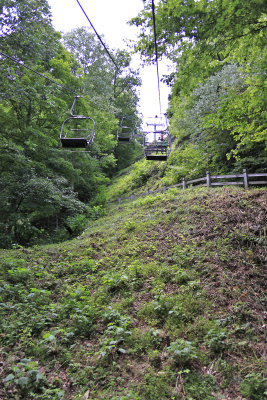 Riding the chairlift at Natural Tunnel state park 