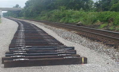 New ties ready for rail between Woods and Pittman creek 