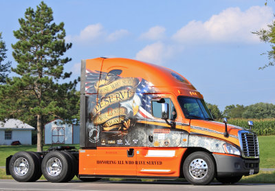 Schneider's Vet tribute truck escorting the Traveling Veterans Wall of Honor on US 127 in Mercer County 