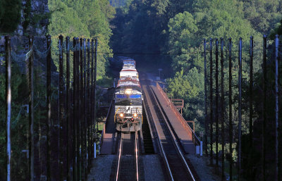 Northbound 124 crosses the Cumberland River bridge at Burnside as seen from a new location on the North side of the bridge 