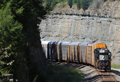 Southbound I-75 claws its way up Kings Mountain with a SD40-2 in charge 