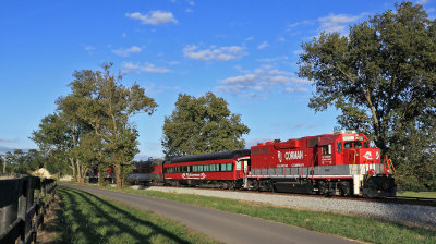 The Westbound RJC dinner train passes through 57 Farms on the LL branch near Pisgah KY 