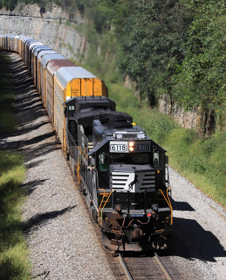 NS 6118, a former N&W SD40-2, leads train 275 South at Kings Mountain 