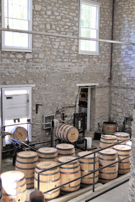 Enough barrels to hold the nights production are ready and waiting to be filled.