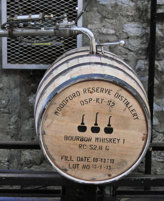 A barrel stands ready for the first pour of the day, and has already been marked with the batch number and date 
