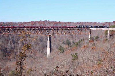 SR 630 crosses the massive New River bridge Northbound with a TVRM public excursion