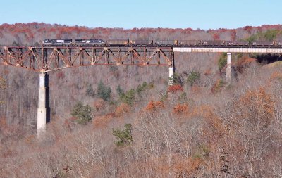 Southbound 111 crosses the New River bridge on a sunny Friday afternoon 