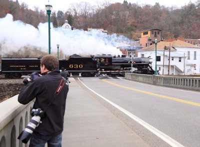 Samuel Phillips watches the show as 630 passes through Marshall