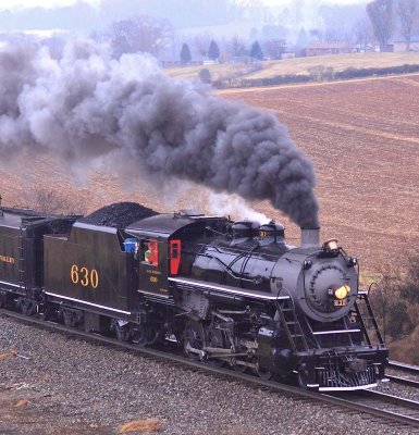 Southern steam on a damp November morning near Morristown, TN