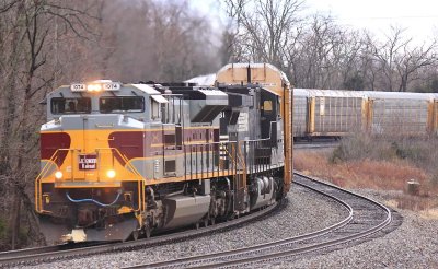 DL&W 1074 brings train 289 around Turtle Tree curve at Waddy KY 