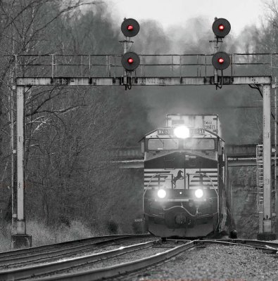 Southbound 295 grinds up the hill at Kings Mountain on a grey December afternoon 