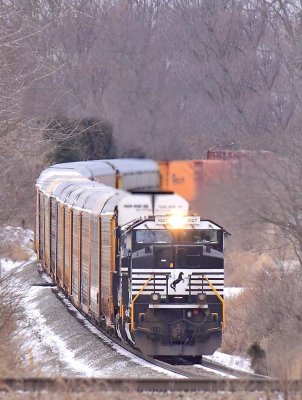 Eastbound 23G eases around looking for a signal at West Coal Chute, following a slow moving 285 