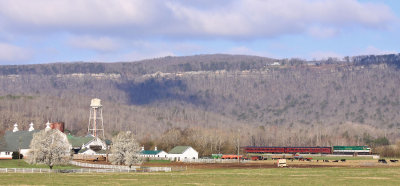 A Southern Sunday Morning  SR Heritage unit 8099 leads a Northbound excursion  past the McDonald Farm at Coulterville TN 
