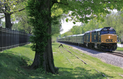 The CSX Derby train runs along Frankfort Ave as it approaches Metro Louisville at the Waterworks crossing 