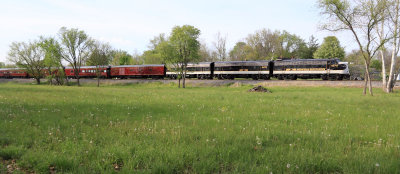 The outbound NS Derby train starts the climb out of the Benson Creek Valley at Avenstoke 