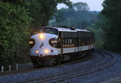 Long before the sun was up, NS 955 eases across the Pittman Creek bridge at Elihu, KY