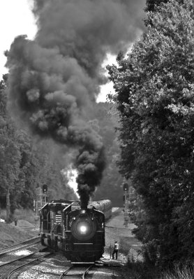 The wonderful aroma of coal smoke fills the valley North of Oneida as 630 pulls down the storage track to unload passengers