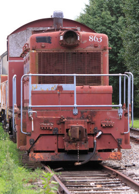 A former Milwaukee Road SW-1 in storage on the K&HR near Knoxville