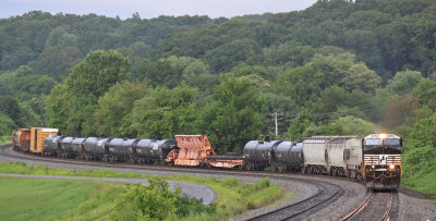 112 starts the climb out of the Clinch River valley, seen here between the switches at Laurel. TN 