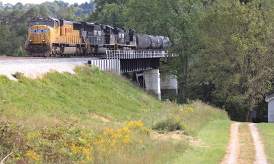 M16 comes across the new Pittman Creek Bridge at Elihu 