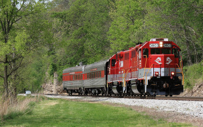The RJC Derby trains climbs out of Frankfort, KY, seen here at Cliffside 