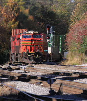 Southbound NS 295 enters Danville on the North main, ready for a quick stop for the fuel truck before continuing to Chattanooga