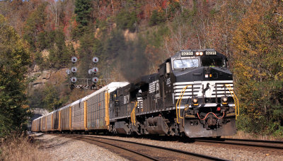A matched pair of GE's bring train 197 down #1 track at Tunnel 26 