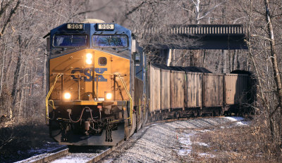 A CSX train that loaded at the Armstrong mine heads South through Rockport on the PAL mainline 