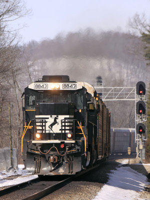 Snow still clings to the knobs as 275 roars through Southfork, running for the hill 