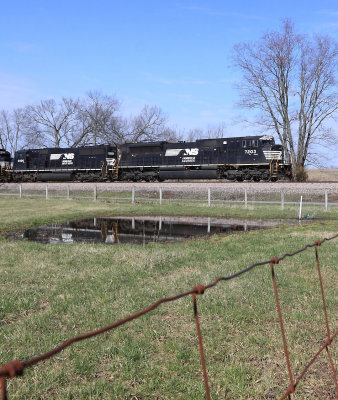 A SD80mac makes a rare appearance  on the Louisville District as NS 7203 leads train 167 East 