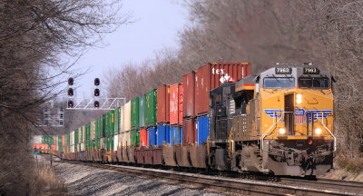 The crew of NS 295 is catching a Spring breeze as they sprint through Junction City 